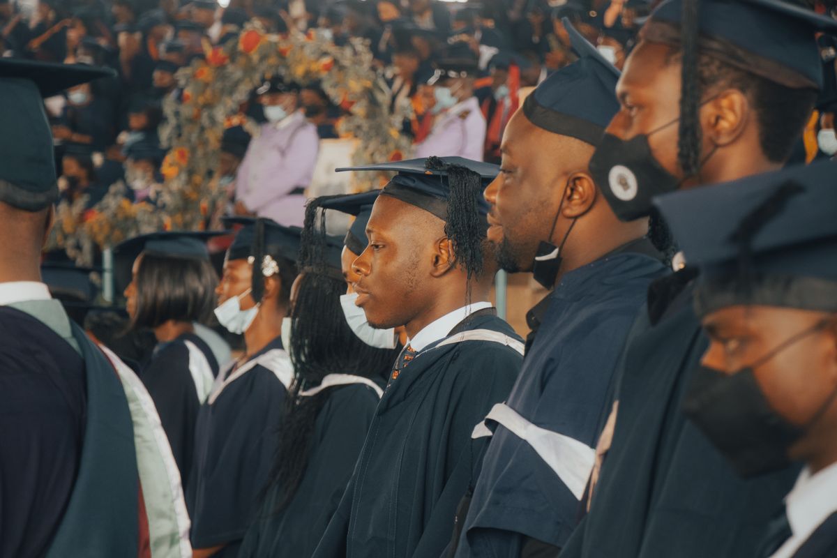 Graduates in Nigeria celebrate their academic achievements in academic regalia.